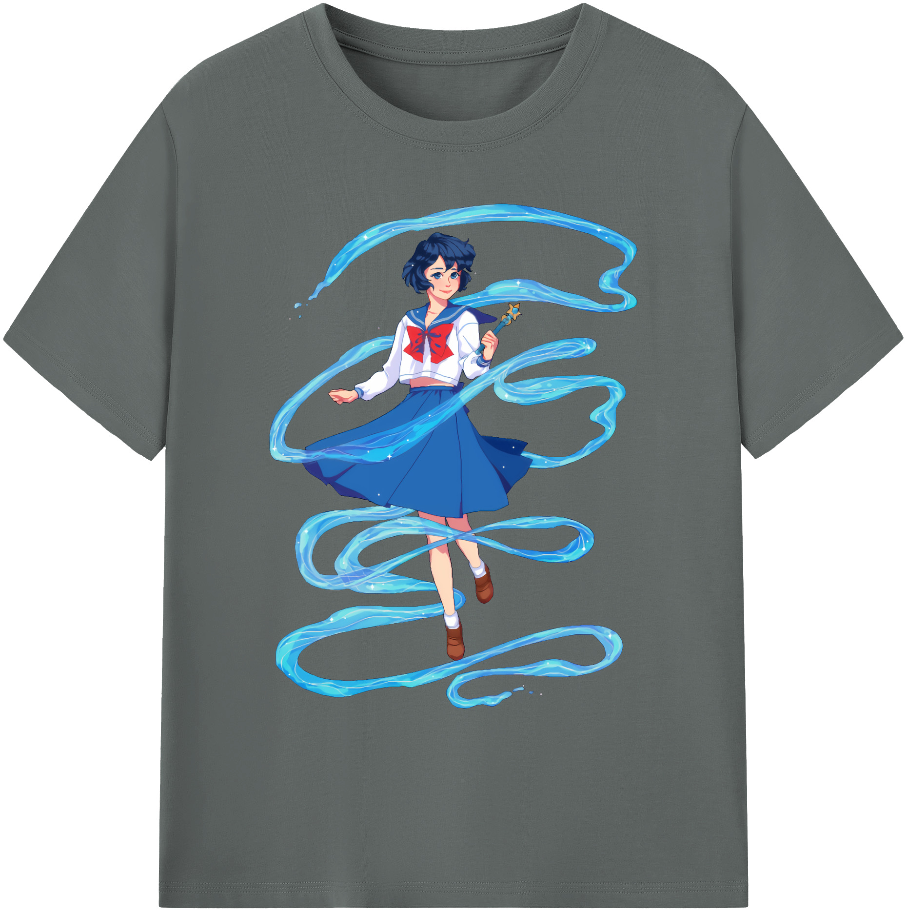 （画像用） 美少女戦士セーラームーン 水野 亜美 みずの あみ Sailor Moon Mizuno Ami 綿100％ メンズ半袖Tシャツ｜肌触りやわらか＆通気性